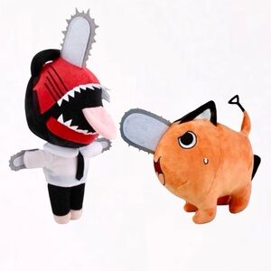 Chainsaw Man Plush Bundle – Denji Chainsaw Head & Pochita Devil Anime Plush Toys